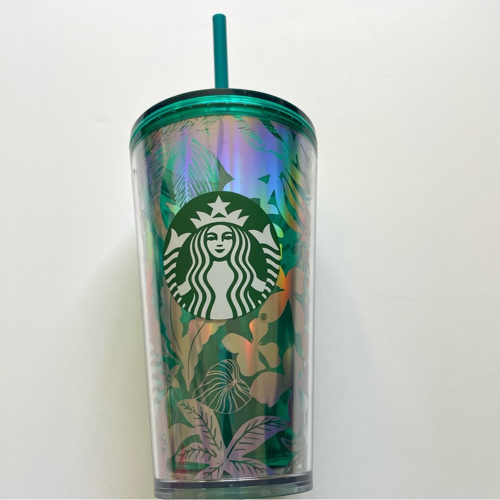 NWOT Grande Starbucks Green Tropical Tumbler